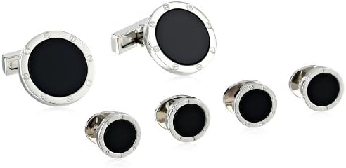 Kenneth Cole Men's Kcny Dress Set with Screw Detail Bezel and Onyx Center