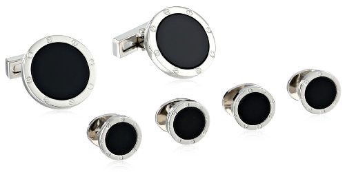 Kenneth Cole Men's Kcny Dress Set with Screw Detail Bezel and Onyx Center