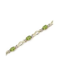 14K Yellow Gold Oval Peridot and Diamond Bracelet by Jewelry Mountain