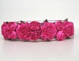 Baby Hair Band Kids Kapers Satin Roses #Shocking Pink