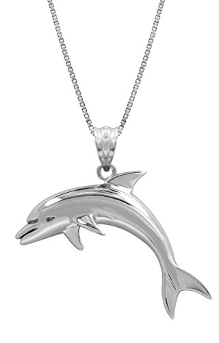 Sterling silver dolphin necklace pendant with 18" …