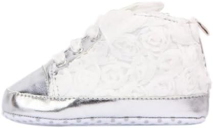 Bigood Infant Baby Non-Slip Lace Rose Shoes Walking Prewalker 12-18 Months White