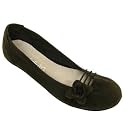 Ladies Brown Flower Flat Comfort Womens Pumps Shoes