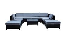 Big Sale 9 pcs Luxury Wicker Patio Sectional Indoor Outdoor Sofa Furniture set - Grey Cushion