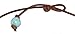 High Quality Single Stone Genuine Turquoise (10mm) Choker Necklace on Brown Leather Cord, 16