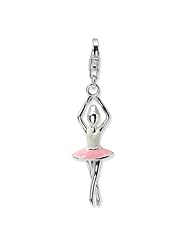 Sterling Silver 3-D Enamel Ballerina w/Lobster Clasp Charm