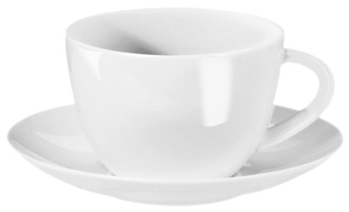 ASA-Selection A Table 7-Ounce White Bone China Tea Cup and Saucer, Set of 4