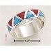 Stones Sr-2 : Sterling Silver Traingle Shaped Turquoise And Coral Inlay Wedding Band Sizes 4-13