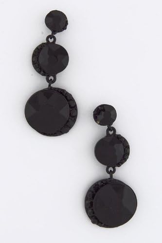 CONTEMPO COUTURE ROUND CRYSTAL LINK EARRINGS (Jet)