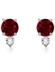 Round Ruby Diamond Earrings - Made In USA