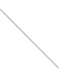 1.1mm Solid 14K White Gold High Polish Classic Rolo Link Chain Necklace with Spring-Ring Clasp - 18" inches