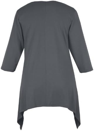 Curvylicious Women's Plus Size 3/4 Sleeve Asymmetric Tunic Top