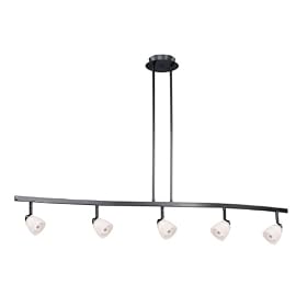 Spot Light Pendant - 5 Light Spot Pendant Lighting Fixture - Dark Bronze - Frosted Opal... by Vaxcel Lighting
