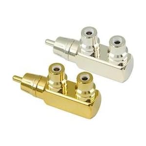 American Recorder (ART) RCA Male to 2 RCA Female Right Angle Adapter, Gold by