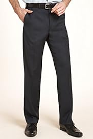 Supercrease® Machine Washable & Tumble Dry Flat Front Trousers with Wool