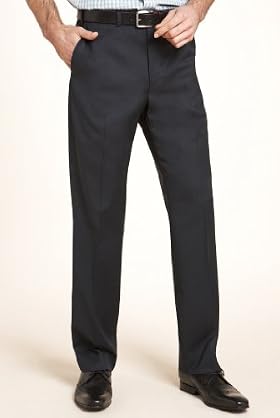Machine Washable & Tumble Dry Flat Front Trousers with Wool