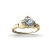 14K Yellow Gold Genuine Heart Aquamarine Celtic Claddagh Ring