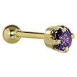 18 Gauge 5/16" -Solid 14KT Yellow Gold 4mm Amethyst Cubic Zirconia Cartilage Earring