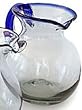 Mexican Glass Large Bola Pitcher Blue Rim