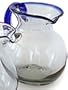 Mexican Glass Large Bola Pitcher Blue Rim
