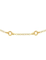 14K Yellow Gold Lightweight Link Necklace with Intertwined Ring Stations