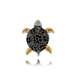 Black Diamond Turtle Pendant Sterling Silver Charm