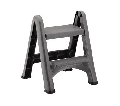 Two-Step Folding Plastic Step Stool, 300-lb. Duty Rating, Dark Gray