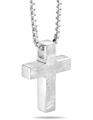Scratched Cross Pendant in Silver