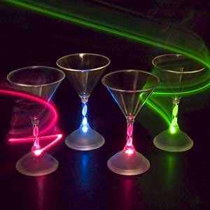 Lot of 4 of LED Light Up Flashing Martini Glasses