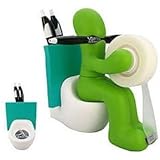 Butt Station Tape Dispenser, Pen & Memo Holder, Paper Clip Storage, Green