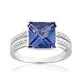 Created Ceylon Sapphire and Diamond Ring