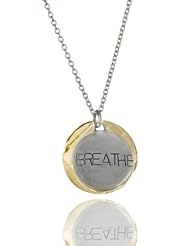 Breathe Sterling Silver Necklace with 1.1 Inch Golden Shadow Swarovski Crystal. 30 Inch Long