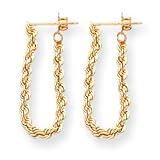 14k Gold Diamond-Cut Rope Dangle Earrings