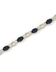 14k White Gold Natural Sapphire And Diamond Tennis Bracelet