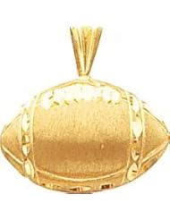 14K Yellow Gold Football Charm Pendant FindingKing