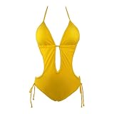 Plunge Monokini Swimsuit Yellow