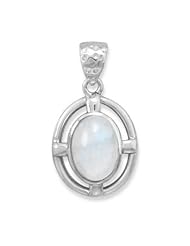 Genuine Elegante (TM) .925 Sterling Silver Rainbow Moonstone Pendant. 100% Satisfaction Guaranteed.