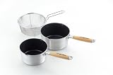 落合　務　IH対応　アルミソースパン　17ｃｍ　19ｃｍ　セット　ザル付