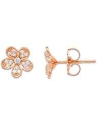 Plumeria Earrings with Diamonds in 14K Rose Gold - 8.5mm