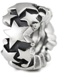 Genuine Ohm Beads (TM) Product. 925 Sterling Silver Star Universe Threaded European Spacer Bead Charm. 100% Satisfaction Guaranteed.