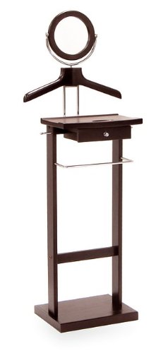 Espresso Finish Suit Valet Stand Organizer with Mirror