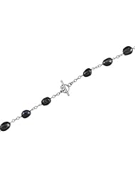 Sterling Silver Black Cultured Fresh Water Baroque Pearl Station Necklace / Bracelet