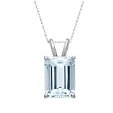 14k White or Yellow Gold 8x6mm Emerald Cut Aquamarine Pendant