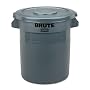 RUBBERMAID COMMERCIAL PRODUCTS Brute Round Containers and Lids Gray