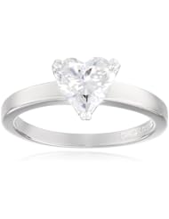 Sterling Silver Swarovski Zirconia 1.5cttw Heart Shape Solitaire Engagement Ring