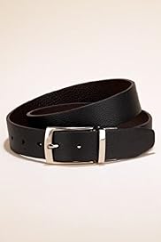 Leather Rectangular Buckle Reversible Belt