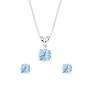 14k White Gold Aqua Earrings and Pendant Box Set (1.00 cttw), 18''