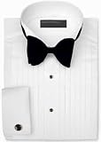 Perry Ellis Wing Collar, 1/2 Pleated, 100% Cotton with French Cuff Tuxedo Shirt