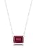 10k White Gold Horizontal Rectangle Pink Tourmaline Pendant, 18"