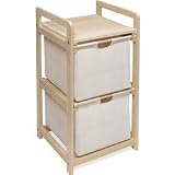 Two Drawer Wood and Canvas Clothes Hamper